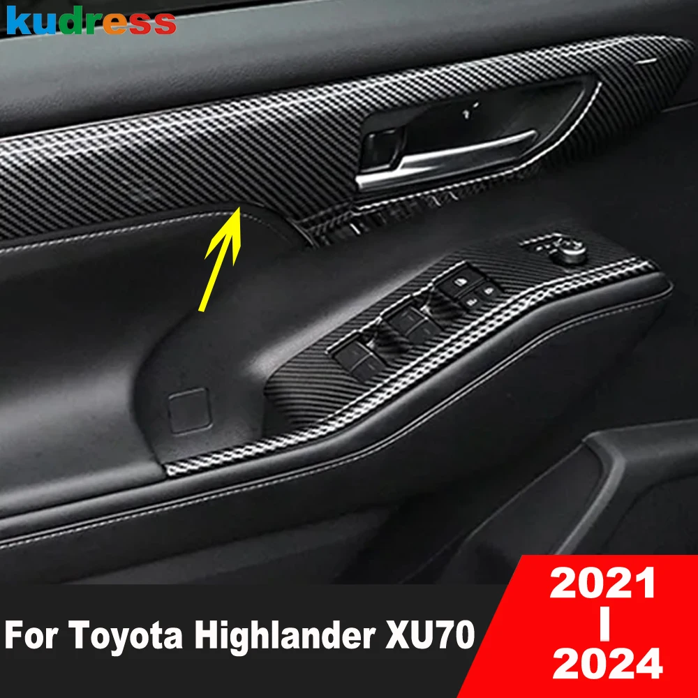 Автомобильная внутренняя дверная ручка, накладка на чашу для Toyota Highlander XU70 Kluger Hybrid 2021-2023 20224, аксессуары для интерьера из углеродного волокна 
Автомобильная внутренняя дверная ручка, накладка на чашу для Toyota Highlander XU70 Kluger Hybrid 2021-2023 20224, аксессуары для интерьера из углеродного волокна