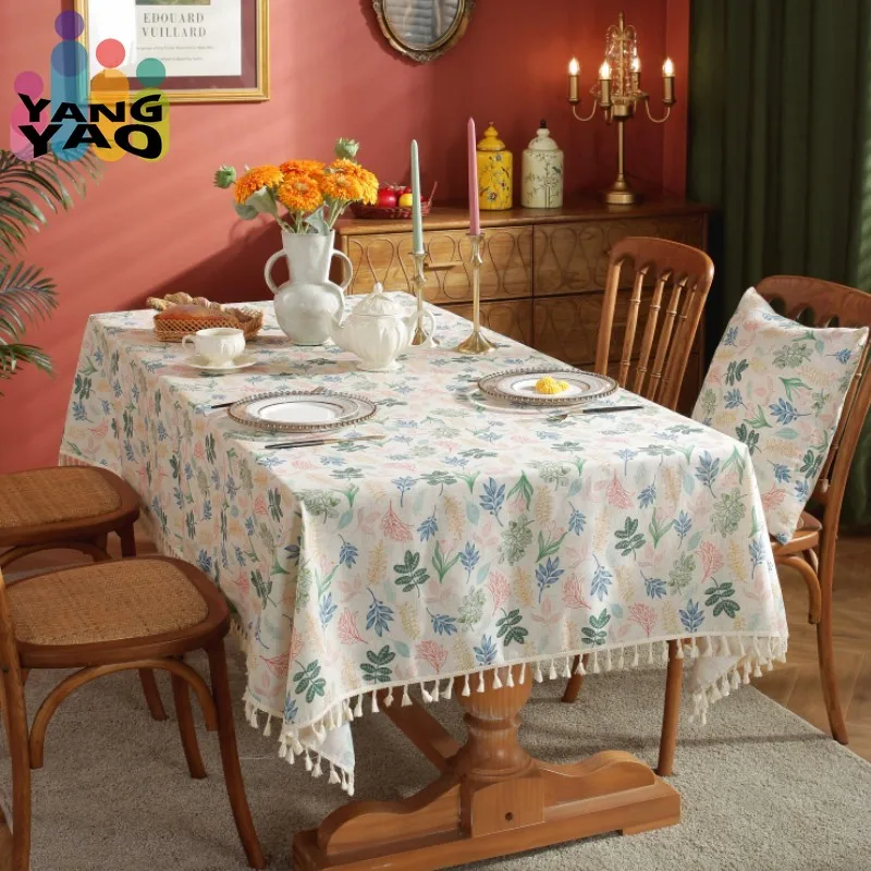 Printed Cotton and Linen Table Cloth Fresh Color Leaf Table Cover with Tassel Round Table Cloth Wedding Decoration Table Cloth
Printed Cotton and Linen Table Cloth Fresh Color Leaf Table Cover with Tassel Round Table Cloth Wedding Decoration Table Cloth