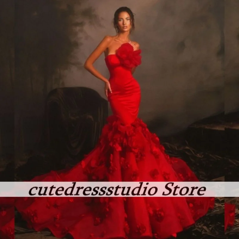 Graceful Red Strapless Evening Dresses For African Girls Long Mermaid Wedding Party Dress With Exquisite Flowers Gala Customized
Graceful Red Strapless Evening Dresses For African Girls Long Mermaid Wedding Party Dress With Exquisite Flowers Gala Customized