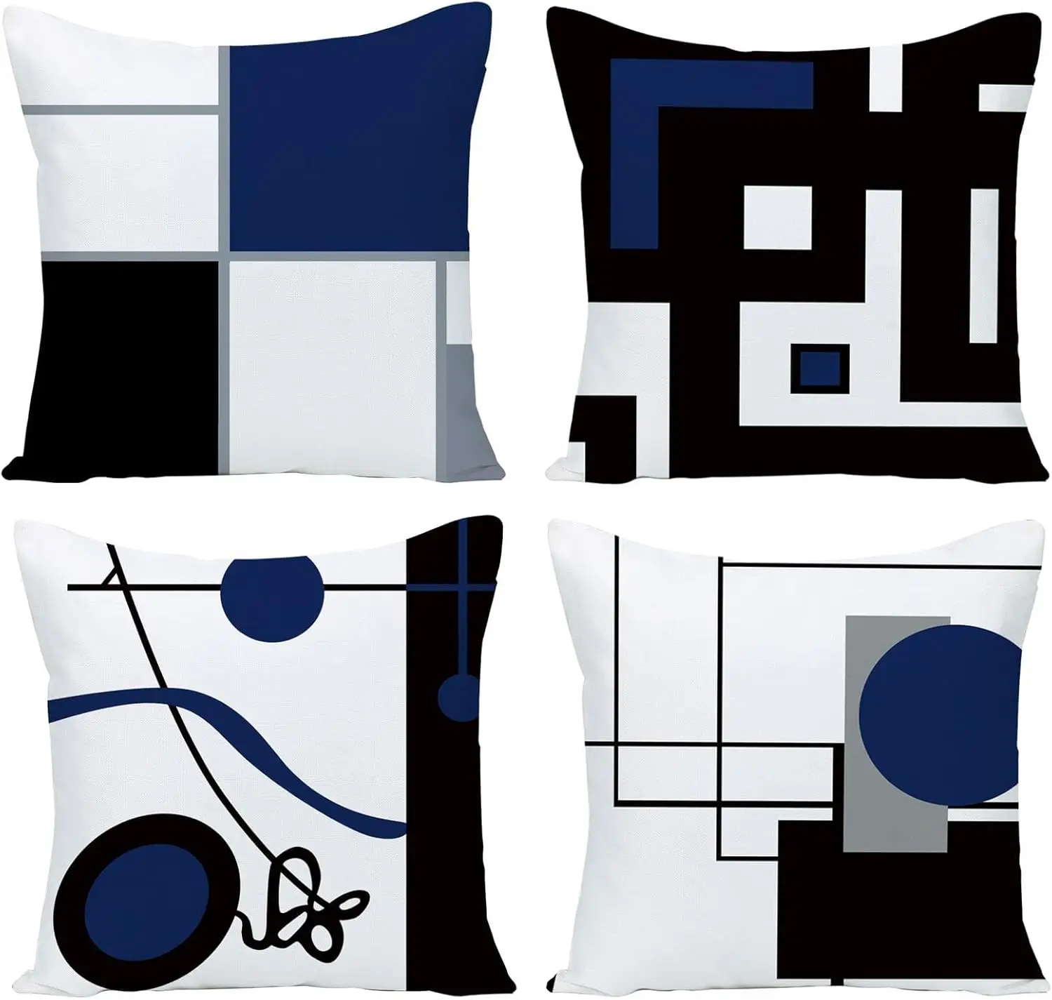 4Pcs Modern Geometric Throw Pillow Covers, Abstract Blue Black White Pattern Cushion Cases Living Room Bedroom Sofa Home Decor
4Pcs Modern Geometric Throw Pillow Covers, Abstract Blue Black White Pattern Cushion Cases Living Room Bedroom Sofa Home Decor