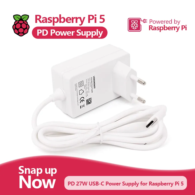 Raspberry Pi 5 5B PD 5V5A USB-C Power Adapter 100-240VAC 5th Gen,UsB Type-CPower cable,100-240vac 0.8A
Raspberry Pi 5 5B PD 5V5A USB-C Power Adapter 100-240VAC 5th Gen,UsB Type-CPower cable,100-240vac 0.8A