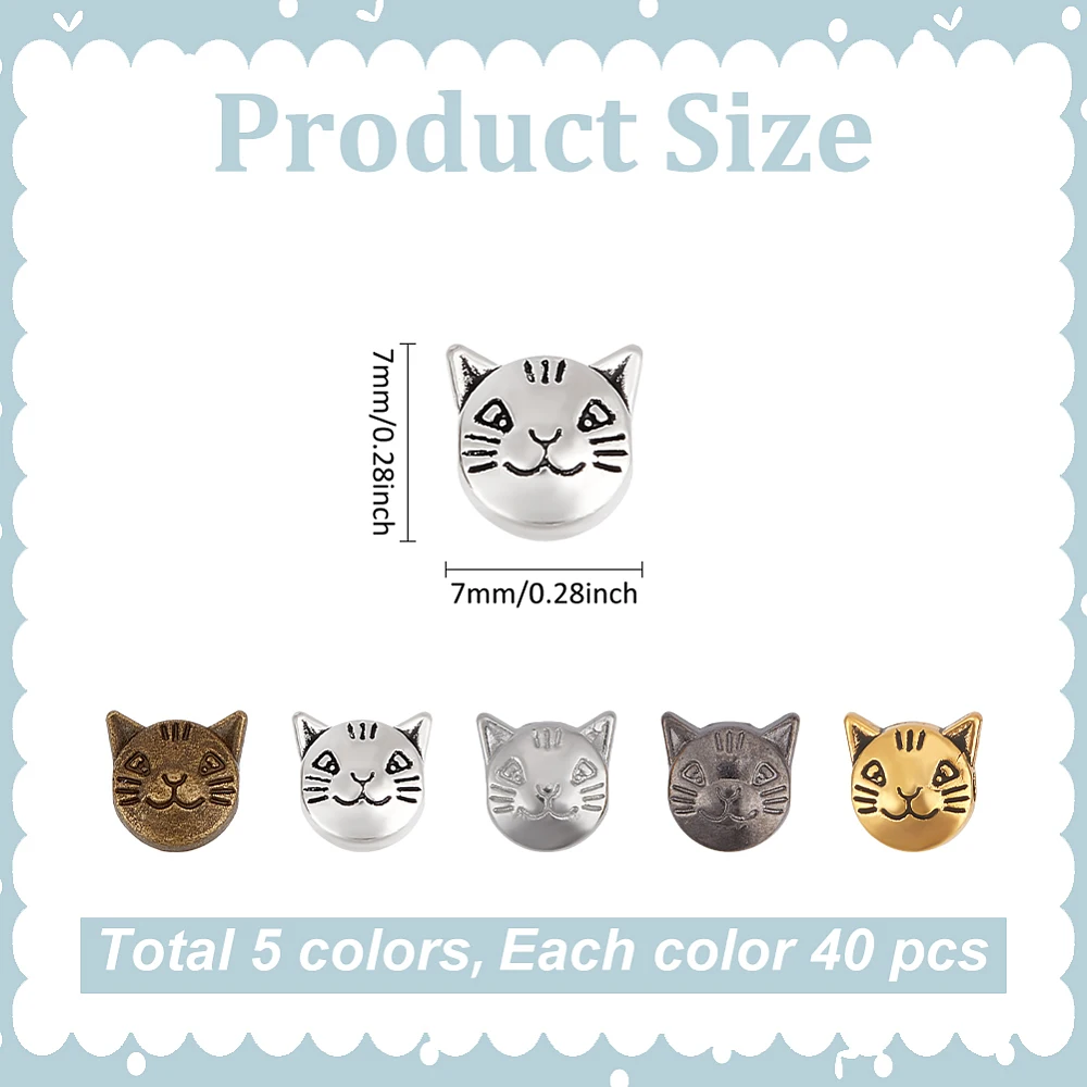 200Pcs 5 Colors Style Alloy Kitten Beads Cat Head Lead Free Cadmium Free Mixed Color 8x8x5mm Hole: 2mm 40pcs/color
200Pcs 5 Colors Style Alloy Kitten Beads Cat Head Lead Free Cadmium Free Mixed Color 8x8x5mm Hole: 2mm 40pcs/color