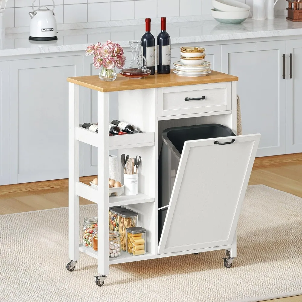 Small Kitchen Island Cart on Wheels with Trash Can Storage Cabinet, Rolling Portable Serving Utility Carts, Kitchen Trolleys
Small Kitchen Island Cart on Wheels with Trash Can Storage Cabinet, Rolling Portable Serving Utility Carts, Kitchen Trolleys