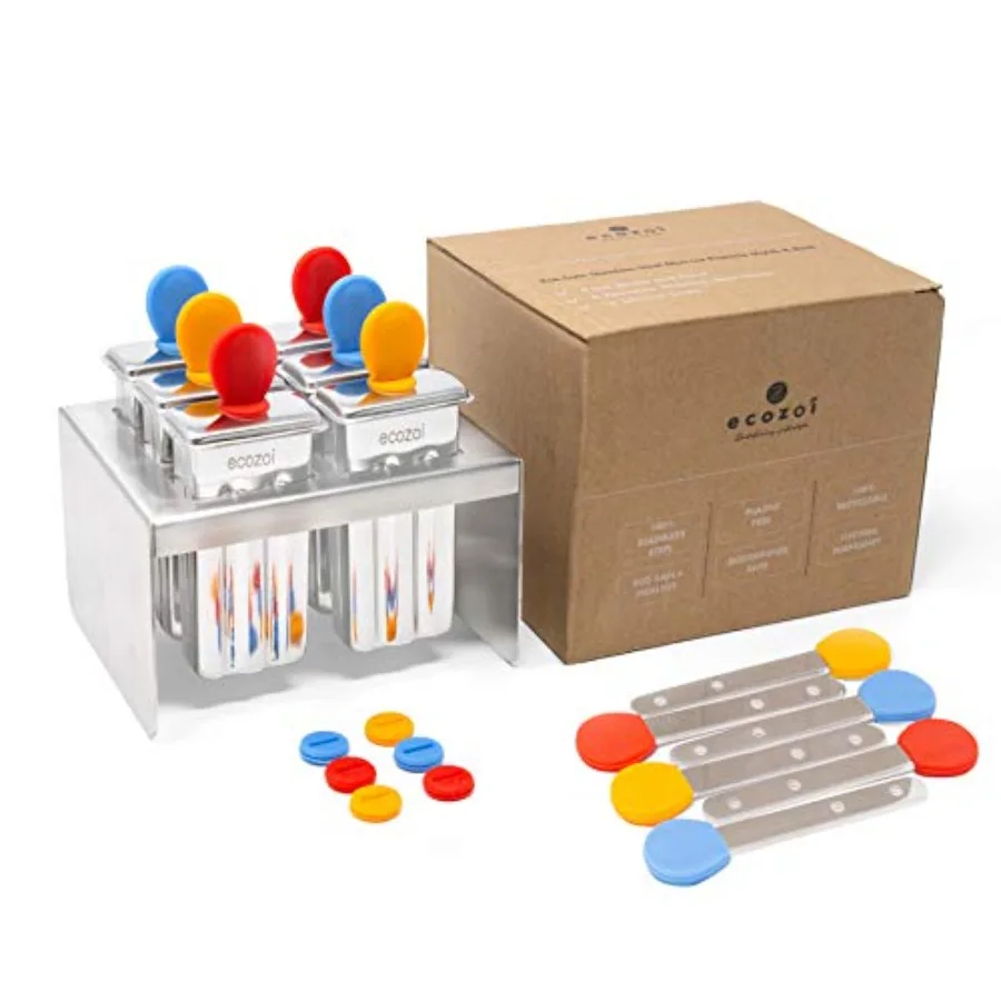 Stainless Steel Popsicle Molds 6 Mini Popsicle Makers 6 Reusable Stainless Steel Sticks 12 Silicone Seals and 1 Rack Eco Popsic
Stainless Steel Popsicle Molds 6 Mini Popsicle Makers 6 Reusable Stainless Steel Sticks 12 Silicone Seals and 1 Rack Eco Popsic