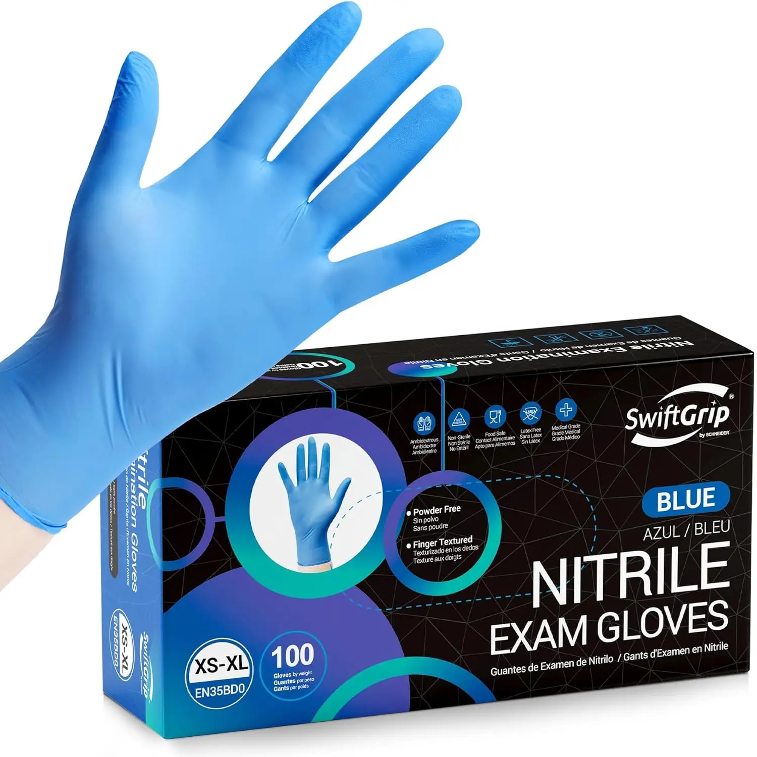 Disposable Nitrile Exam Gloves, Latex Free, Powder Free, Food Safe, 100ct Large
Disposable Nitrile Exam Gloves, Latex Free, Powder Free, Food Safe, 100ct Large