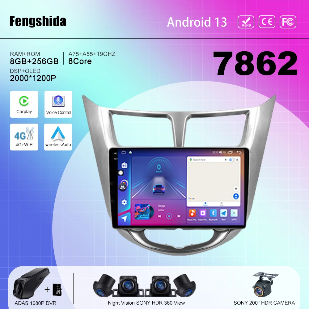 7862 CPU Android 13 For Hyundai Solaris 1 Accent 2010-2016 car radio multimedia player navigation No 2din DVD Stereo
7862 CPU Android 13 For Hyundai Solaris 1 Accent 2010-2016 car radio multimedia player navigation No 2din DVD Stereo