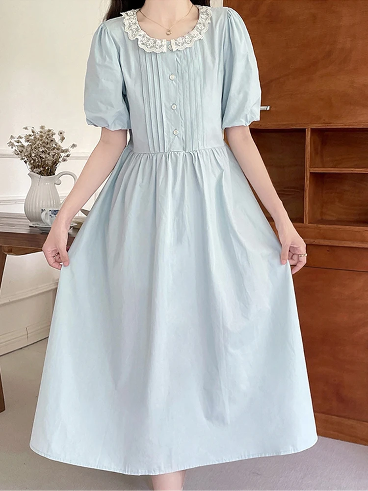 Japanese Kawaii Mori Girl Dress Summer Sweet O-Neck Embroidery Puff Sleeve Preppy Style Elegant A-Line Lace Women Dresses
Japanese Kawaii Mori Girl Dress Summer Sweet O-Neck Embroidery Puff Sleeve Preppy Style Elegant A-Line Lace Women Dresses
