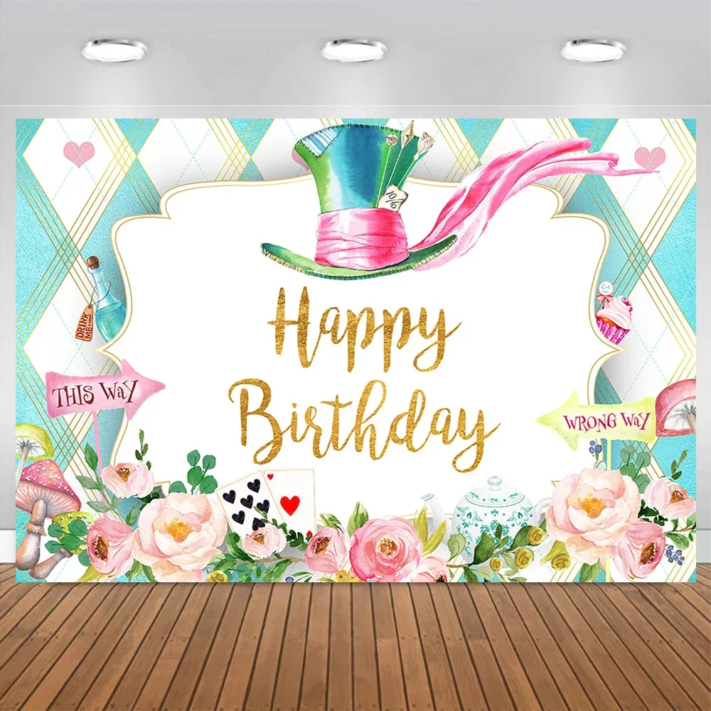 Princess Alice Girl Birthday Background Crazy Hat Dessert Flower Tea Party Magic World Photography Backdrop Newborn Baby Shower
Princess Alice Girl Birthday Background Crazy Hat Dessert Flower Tea Party Magic World Photography Backdrop Newborn Baby Shower