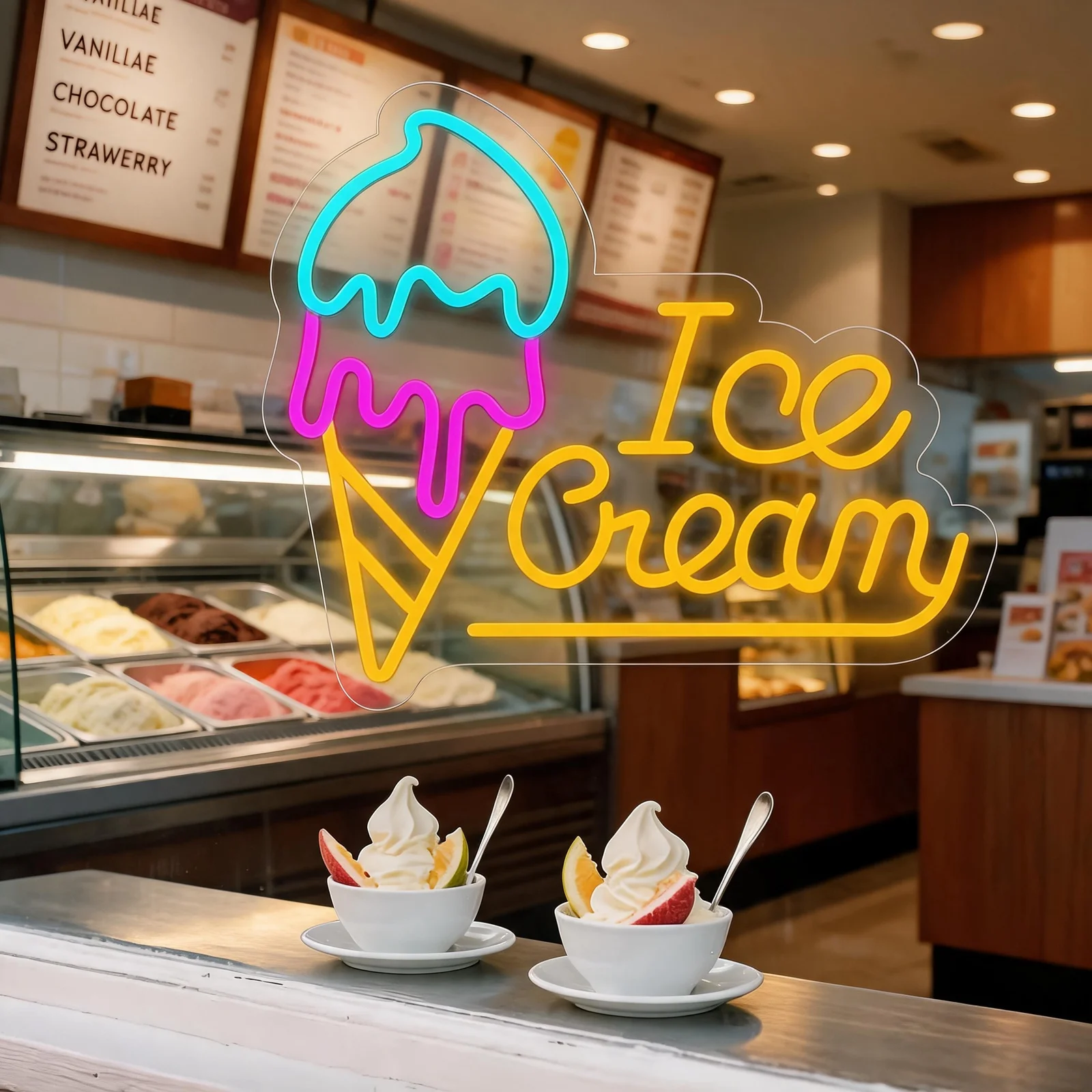 ice Cream LED Neon Sign, USB Powered Neon Wall Hanging Light with On/Off Switch, Decor Night Lamp for Kids Bedroom Birthday Gift
ice Cream LED Neon Sign, USB Powered Neon Wall Hanging Light with On/Off Switch, Decor Night Lamp for Kids Bedroom Birthday Gift