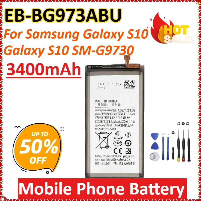 New EB-BG973ABU 3400mAh for Samsung Galaxy S10 Galaxy S10 SM-G9730 Newly upgraded High-Capacity Mobile Phone Battery + tools
New EB-BG973ABU 3400mAh for Samsung Galaxy S10 Galaxy S10 SM-G9730 Newly upgraded High-Capacity Mobile Phone Battery + tools