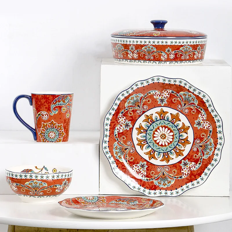 American Western Dinner Plate Creative Irregular Pasta Steak Plate Underglaze Breakfast Flat Plate Home Use Red
American Western Dinner Plate Creative Irregular Pasta Steak Plate Underglaze Breakfast Flat Plate Home Use Red