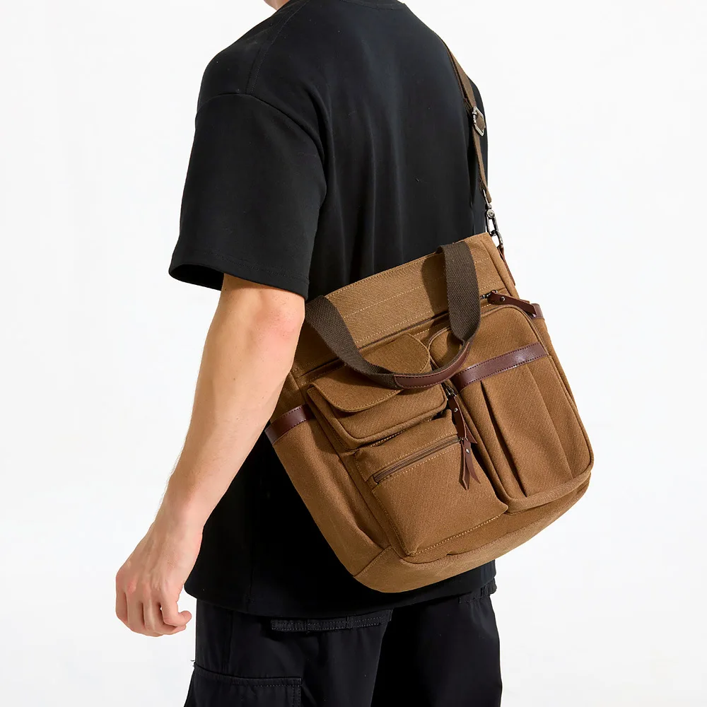 Men Canvas Messenger Bag Crossbody Shoulder Tote Multi Pocket Casual Handbag Top Handle Adjustable Strap Daily Work
Men Canvas Messenger Bag Crossbody Shoulder Tote Multi Pocket Casual Handbag Top Handle Adjustable Strap Daily Work
