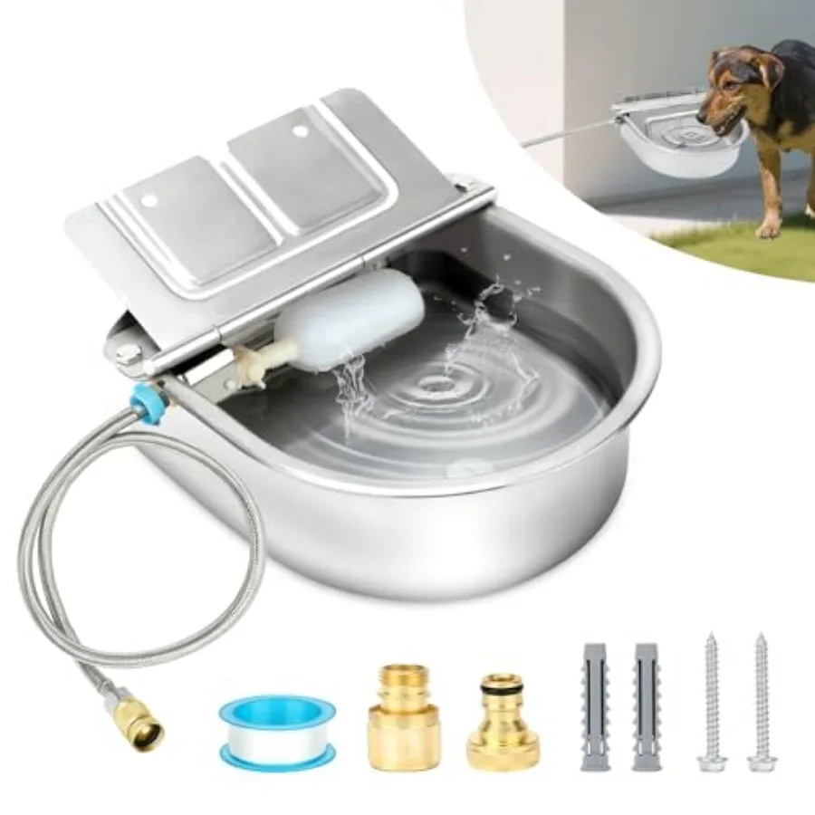 Automatic Water Dispenser for Dogs 1 Gallon Outdoor Automatic Dog Water Bowl with Float Valve Stainless Steel Dispenser Fit 1/2
Automatic Water Dispenser for Dogs 1 Gallon Outdoor Automatic Dog Water Bowl with Float Valve Stainless Steel Dispenser Fit 1/2