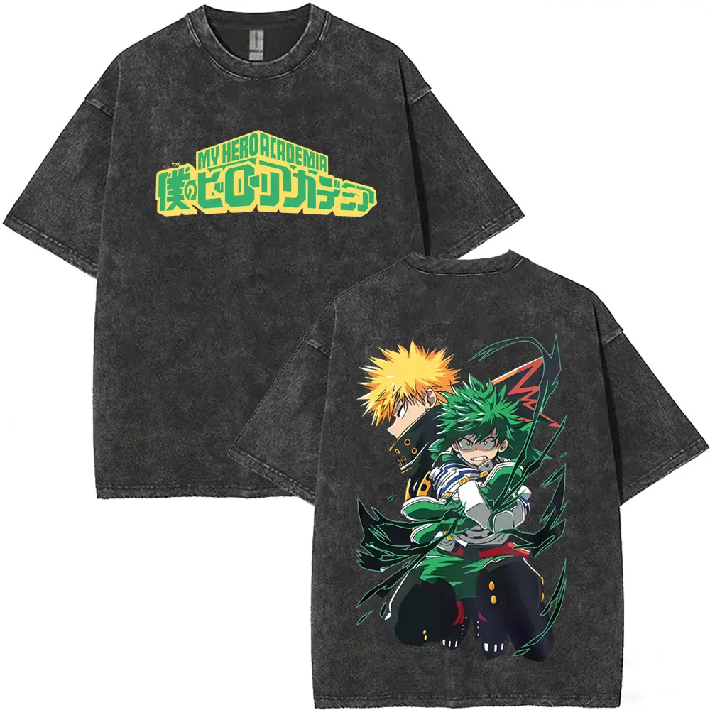 Anime My Hero Academia Bakugou Katsuki Midoriya Izuku Vintage Washed T-shirt Men Women Cartoon Lover Retro Oversized T Shirts
Anime My Hero Academia Bakugou Katsuki Midoriya Izuku Vintage Washed T-shirt Men Women Cartoon Lover Retro Oversized T Shirts