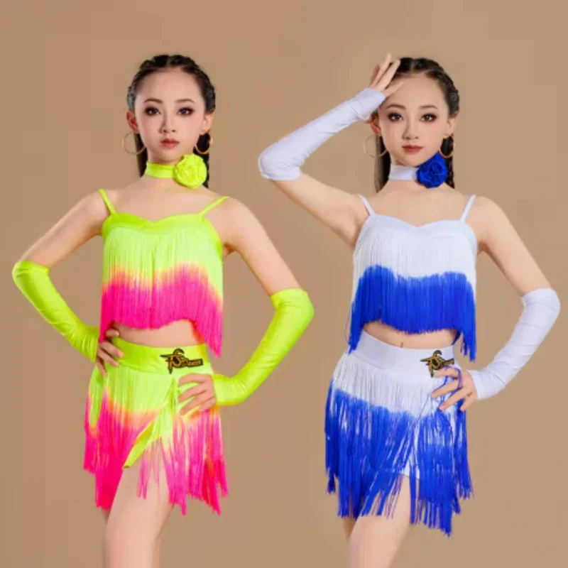 Children Latin Dance Dress Blue Long Sleeve Samba Line Dance Costume Cha Cha Practice Dancing Clothes Tassel Skirt Set for Girl
Children Latin Dance Dress Blue Long Sleeve Samba Line Dance Costume Cha Cha Practice Dancing Clothes Tassel Skirt Set for Girl