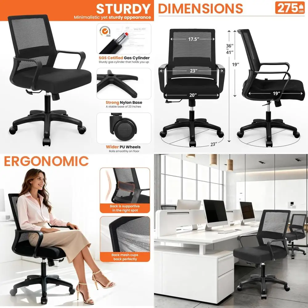 Ergonomic Adjustable Gaming Chair with Mesh Back, Lumbar Support, and Swivel Wheels for Comfortable Use at Home or Office (All B
Ergonomic Adjustable Gaming Chair with Mesh Back, Lumbar Support, and Swivel Wheels for Comfortable Use at Home or Office (All B