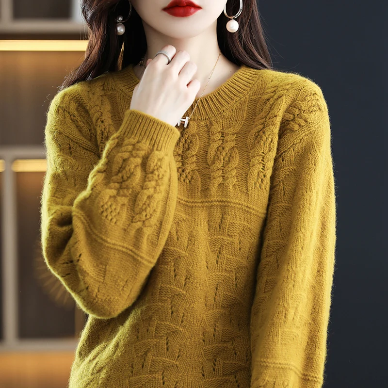Autumn and Winter 100% Pure Wool Women's O-Neck Pullover Slim Fit Knitted Top Super Large Women's Cashmere Sweater Long Sleeve
Autumn and Winter 100% Pure Wool Women's O-Neck Pullover Slim Fit Knitted Top Super Large Women's Cashmere Sweater Long Sleeve