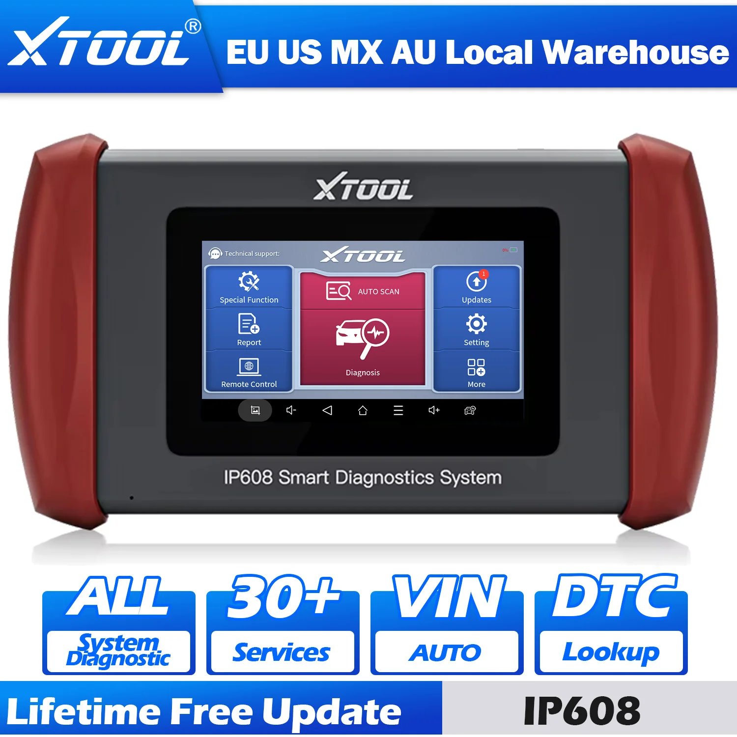 XTOOL InPlus IP608 OBD2 Code Reader Scanner 30+ Services Lifetime Free Update All System Bi-directional Car Diagnostic Tools
