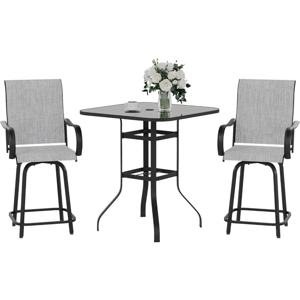 3 Pieces of Patio Swivel Bar Stools Set with 2 Outdoor Bar Height Chairs and 1 Bar Table - High Top Bistro Set for Deck, Pool, G
3 Pieces of Patio Swivel Bar Stools Set with 2 Outdoor Bar Height Chairs and 1 Bar Table - High Top Bistro Set for Deck, Pool, G