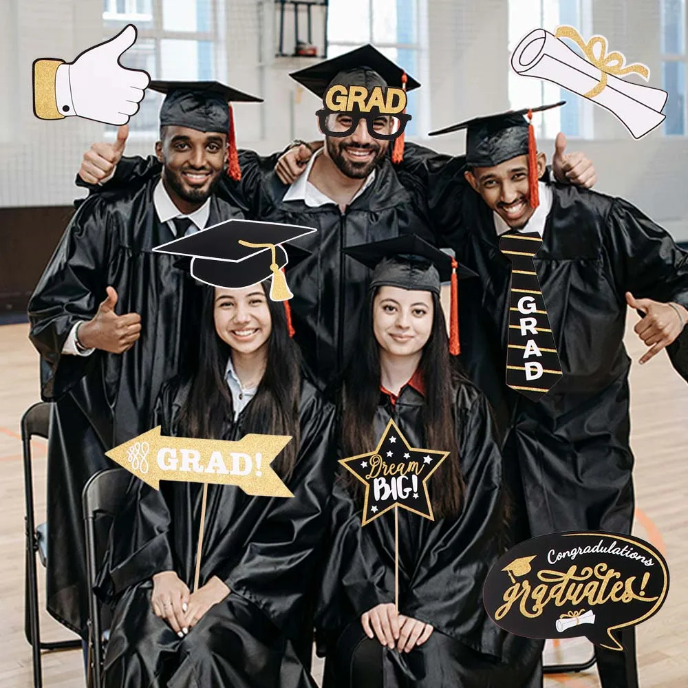 25pcs Black Golden Graduation Photo Props Congratulation Class of 2026 Happy Graduation Decor Beard Glasses Mustache Lips
25pcs Black Golden Graduation Photo Props Congratulation Class of 2026 Happy Graduation Decor Beard Glasses Mustache Lips