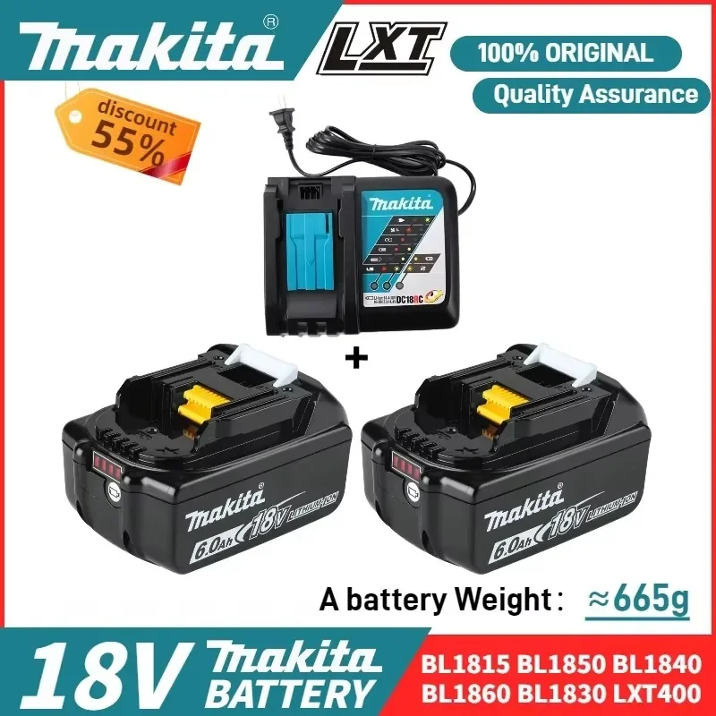 100% Original Makita 6Ah for Makita 18V Battery BL1840 BL1830B BL1850B BL1850 BL1860 BL1815 Replacement Lithium Battery
100% Original Makita 6Ah for Makita 18V Battery BL1840 BL1830B BL1850B BL1850 BL1860 BL1815 Replacement Lithium Battery
