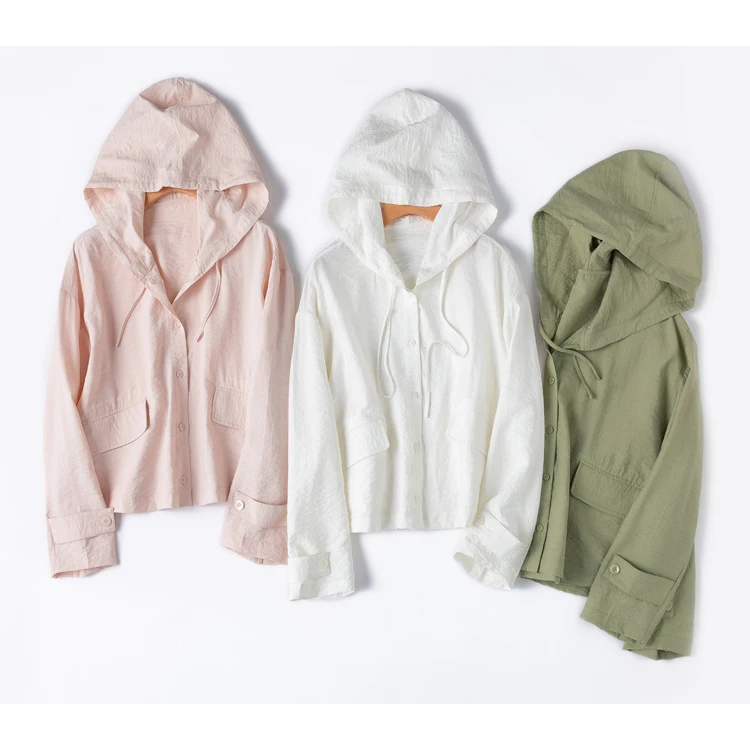 76% Mulberry Silk 24% Nylon Dry Silk Thin Type Women Hoodie Coat Solid Color Buttons Down Long Sleeve Cardigan Top Blouse M1491
76% Mulberry Silk 24% Nylon Dry Silk Thin Type Women Hoodie Coat Solid Color Buttons Down Long Sleeve Cardigan Top Blouse M1491