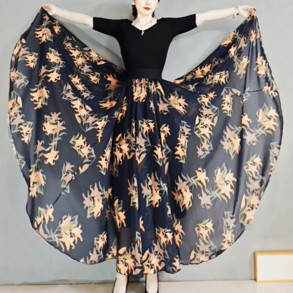 Summer Vintage Print Long High Waist Slimming Square Dance National Dance Chiffon Maxi Skirt f Body Skirt Umbrella Skirt
Summer Vintage Print Long High Waist Slimming Square Dance National Dance Chiffon Maxi Skirt f Body Skirt Umbrella Skirt