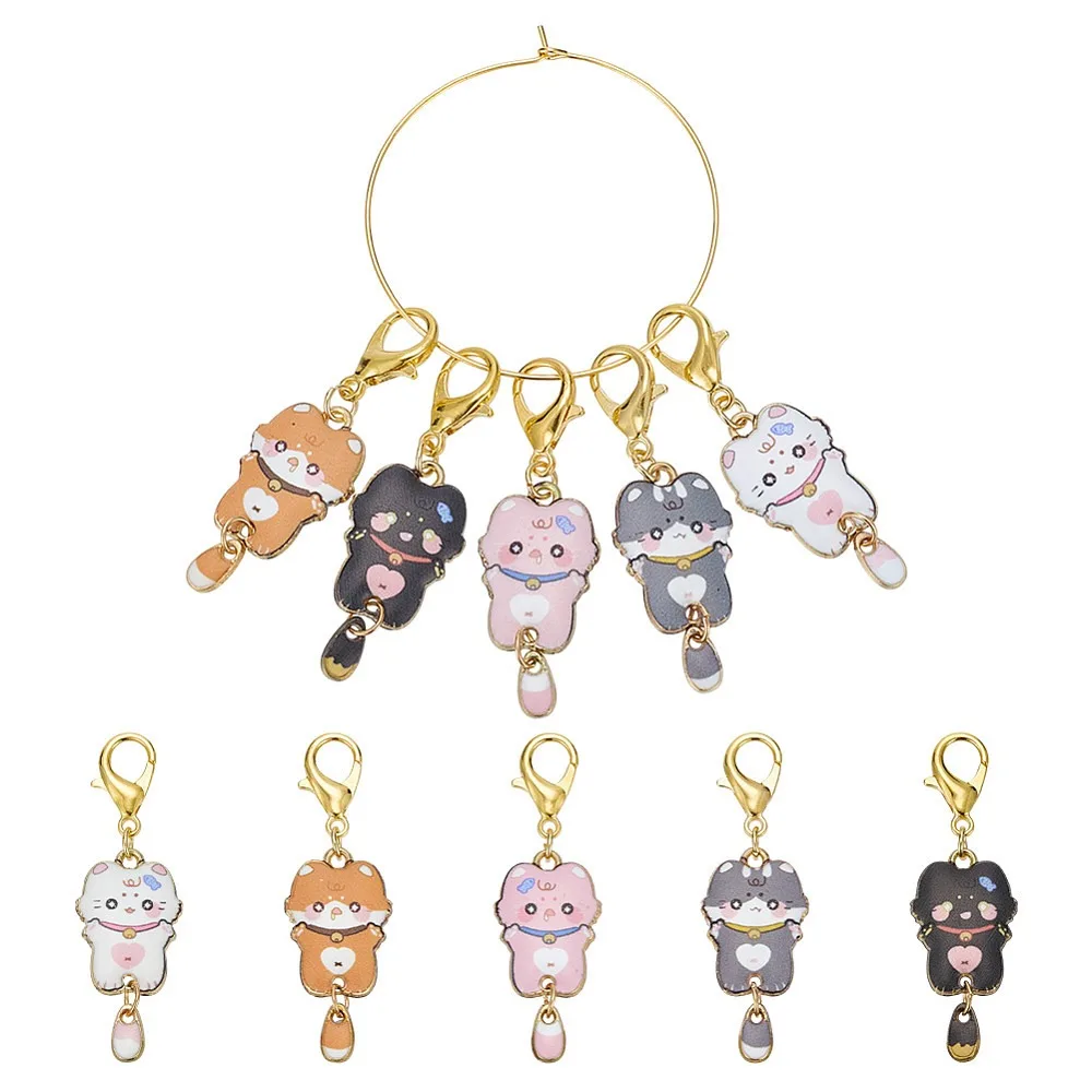 10Pcs 5 Styles Cat Alloy Enamel Pendant Locking Stitch Markers with Alloy Lobster Claw Clasps Mixed Color 4.7cm 2pcs/style
10Pcs 5 Styles Cat Alloy Enamel Pendant Locking Stitch Markers with Alloy Lobster Claw Clasps Mixed Color 4.7cm 2pcs/style