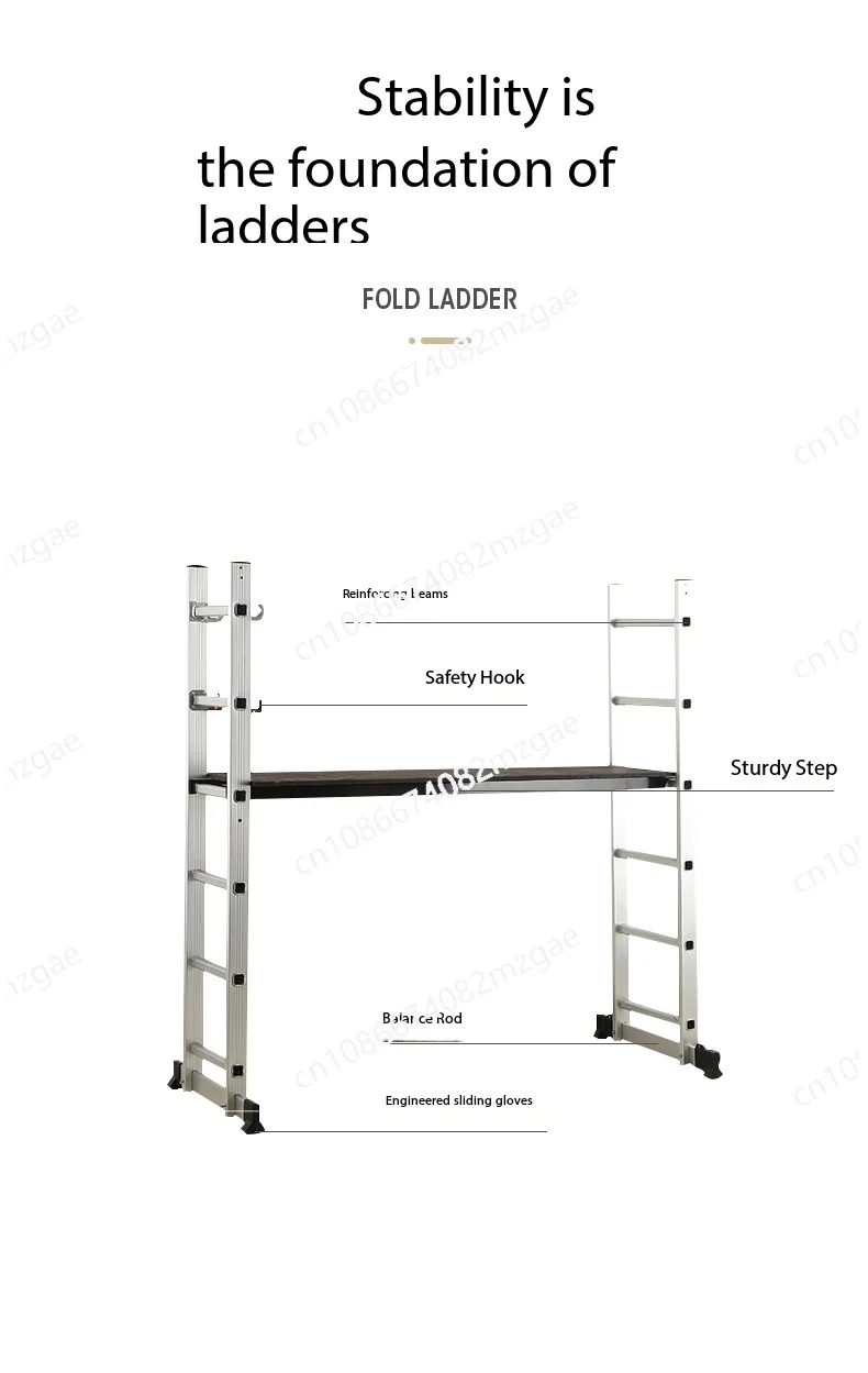 Rugged, aluminum double-sided ladder, thick pedal safety hook scaffold ladder
Rugged, aluminum double-sided ladder, thick pedal safety hook scaffold ladder