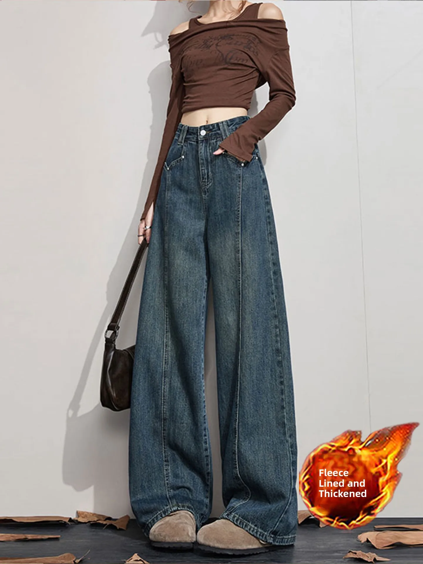Retro American Wide Leg Denim Jeans Women's Autumn Winter Thickened Fleece Loose Large Size Pear Shape Drape Straight Leg Pants
Retro American Wide Leg Denim Jeans Women's Autumn Winter Thickened Fleece Loose Large Size Pear Shape Drape Straight Leg Pants