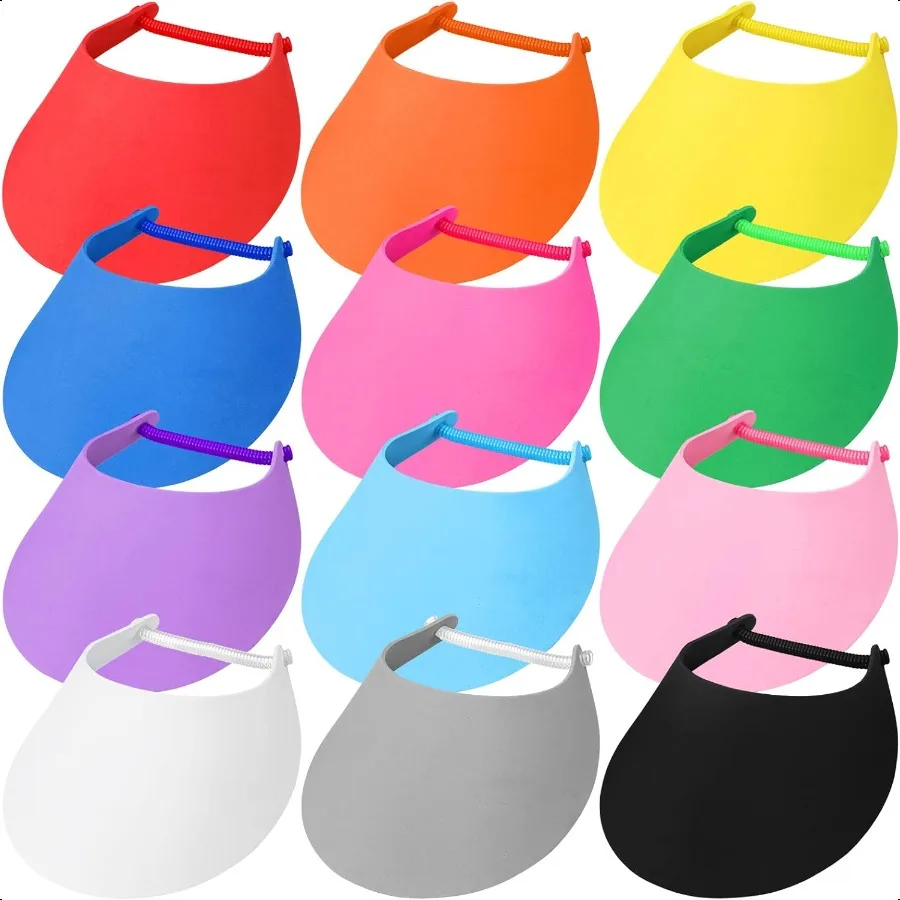 Retisee 12 Pcs Summer Foam Visors for Men Women Adjustable Foam Visors with Coil Bands Sun Visor Hat Golf Sun Protection Cap
Retisee 12 Pcs Summer Foam Visors for Men Women Adjustable Foam Visors with Coil Bands Sun Visor Hat Golf Sun Protection Cap