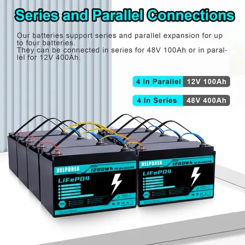 LiFePO4 Battery Cycle Lithium Battery, Built-in BMS, 5000+ Cycles Rechargeable Battery And 10-Year Lifetime Perfect For RV Solar