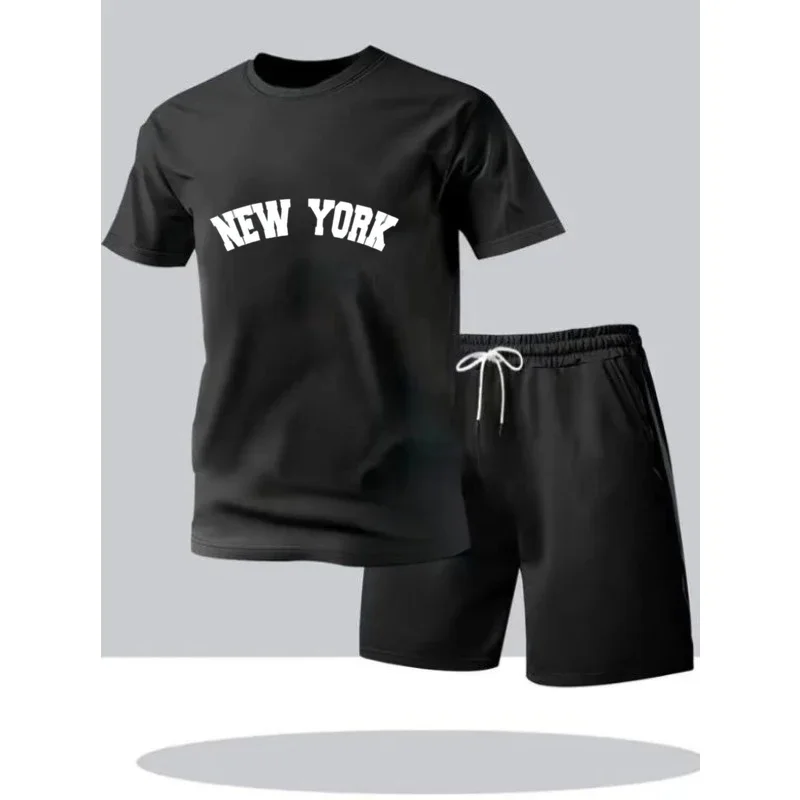 Men's Casual 2Pcs Tracksuit Set New York Letter Graphic Tee Shorts Set Daily Sport Summer Outfits
Men's Casual 2Pcs Tracksuit Set New York Letter Graphic Tee Shorts Set Daily Sport Summer Outfits