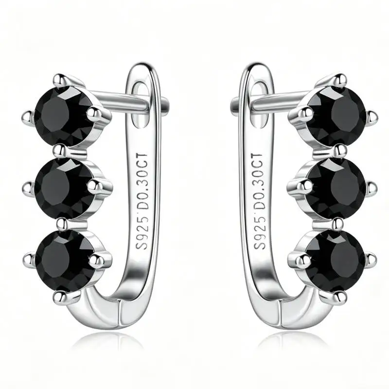 925 Sterling Silver Three Stone D VVS1 Moissanite Huggie Hoop Earrings Multi Color Stacked Design For Women
925 Sterling Silver Three Stone D VVS1 Moissanite Huggie Hoop Earrings Multi Color Stacked Design For Women