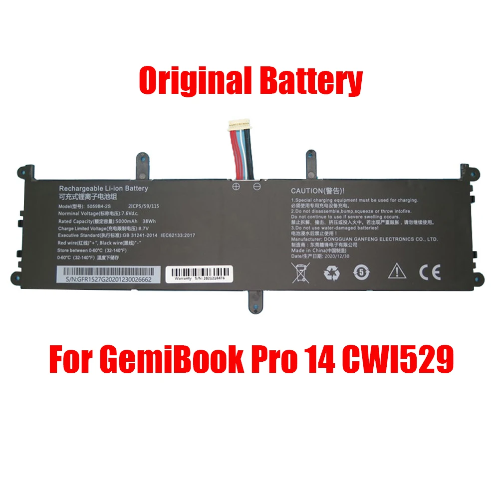 Сменный аккумулятор для ноутбука Chuwi для GemiBook Pro 14 CWI529 5059B4-2S 7.5059B4-2S 7,6 В 5000 мАч 38WH 10IPN 7 линий новый
Сменный аккумулятор для ноутбука Chuwi для GemiBook Pro 14 CWI529 5059B4-2S 7.5059B4-2S 7,6 В 5000 мАч 38WH 10IPN 7 линий новый