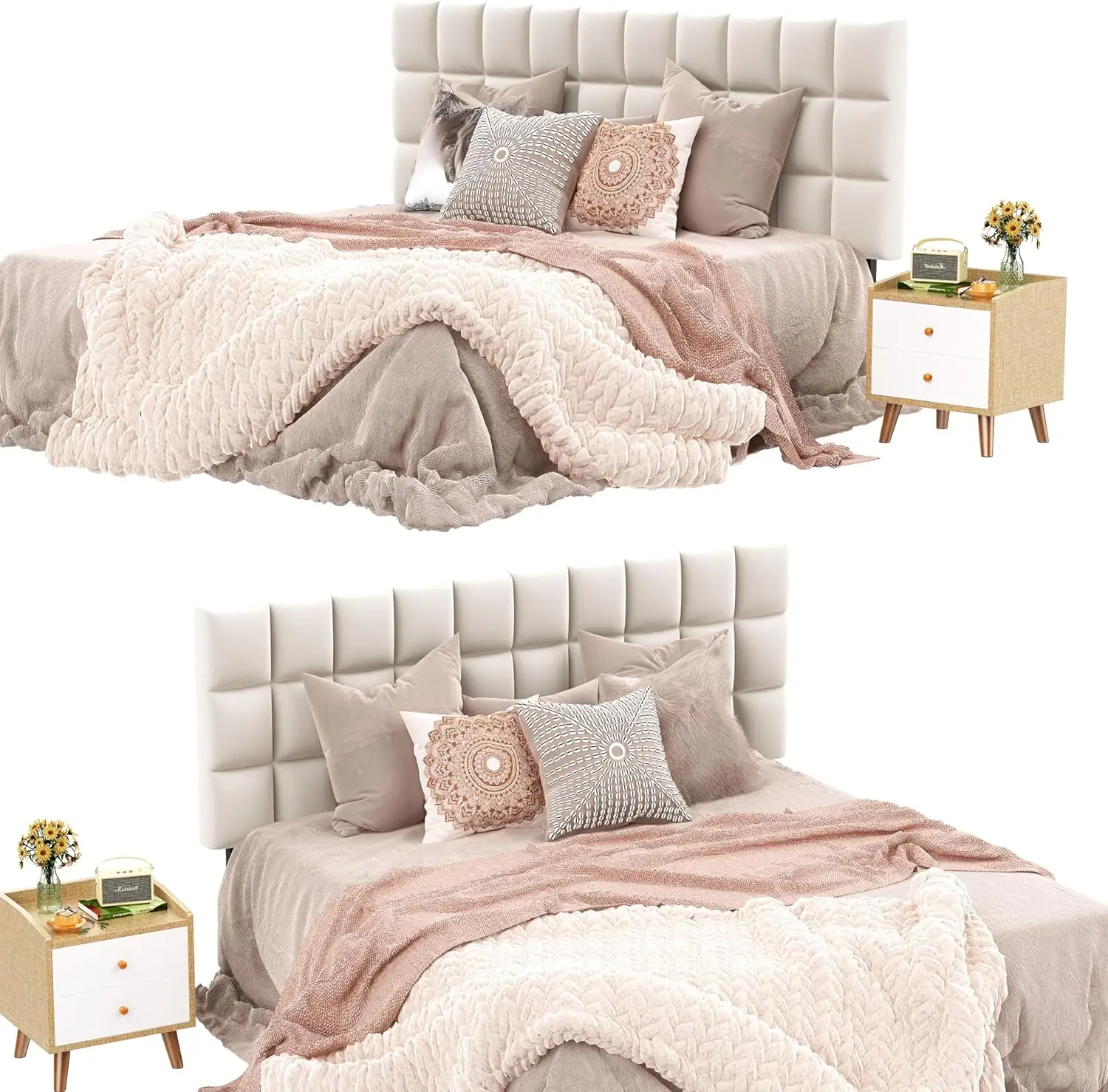 Velvet Upholstered Tufted King Size Headboard,Wood Head Board with Metal Legs, Adjustable Height
Velvet Upholstered Tufted King Size Headboard,Wood Head Board with Metal Legs, Adjustable Height