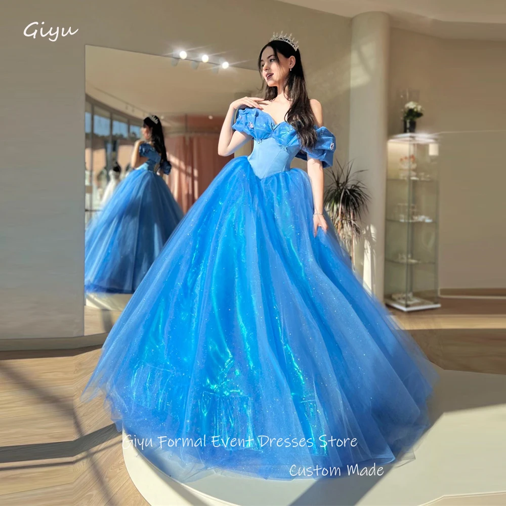 Giyu Shiny Blue Evening Dresses Off Shoulder Sleeves Floor Length Prom Gowns Formal Party Birtday Dress Quinceanera Dress
Giyu Shiny Blue Evening Dresses Off Shoulder Sleeves Floor Length Prom Gowns Formal Party Birtday Dress Quinceanera Dress
