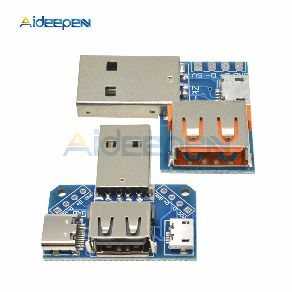 USB Converter Standard USB Male to Female to Micro USB to Type-C 4P 4Pins Terminal Adapter Board PCB 2.54mm 2.54 mm
USB Converter Standard USB Male to Female to Micro USB to Type-C 4P 4Pins Terminal Adapter Board PCB 2.54mm 2.54 mm