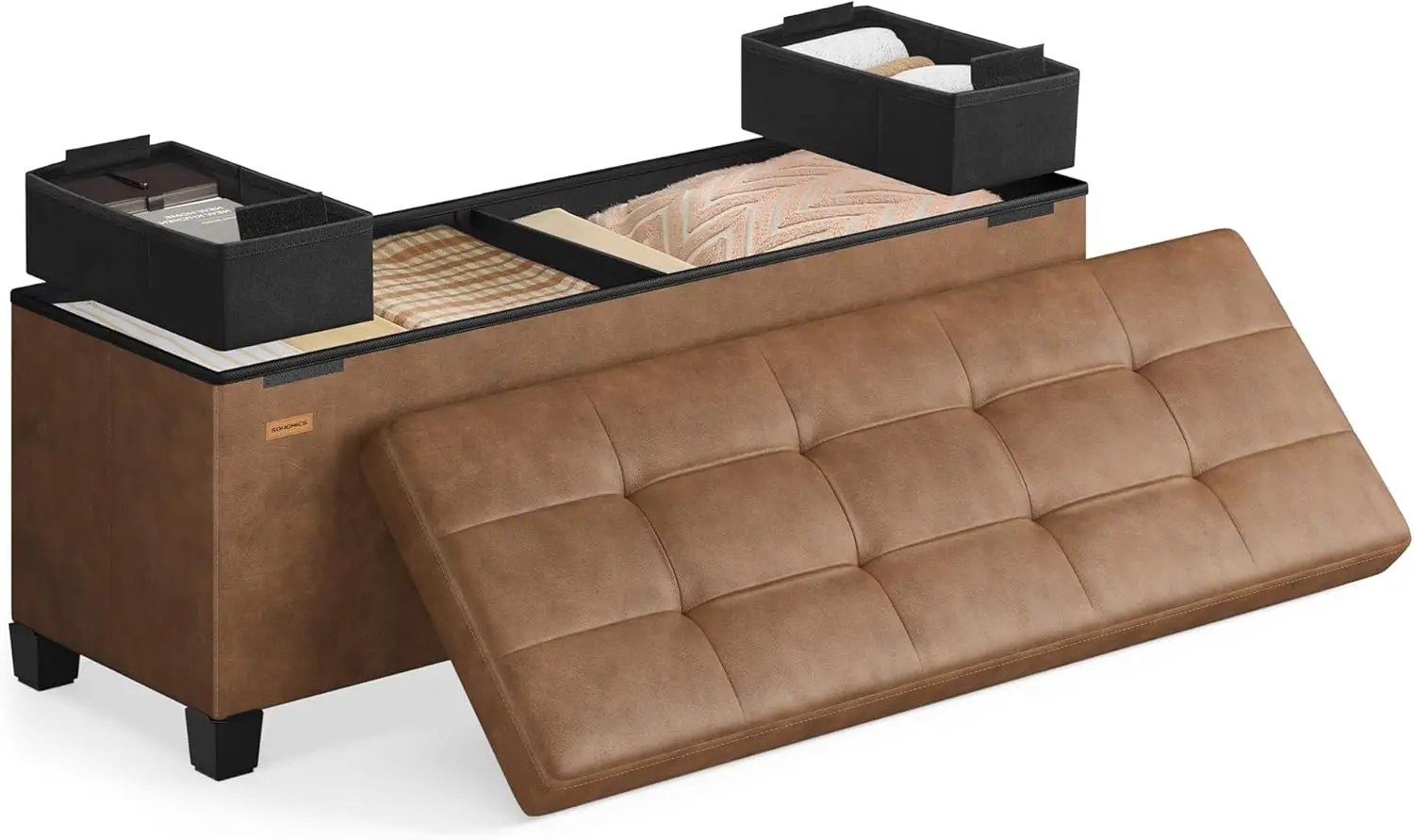 Storage Ottoman Bench, 43.3" Wide, 30 Gal, Faux Leather, Coffee Brown
Storage Ottoman Bench, 43.3" Wide, 30 Gal, Faux Leather, Coffee Brown