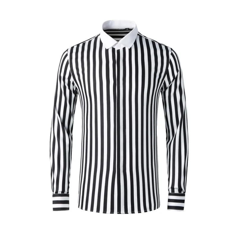 Spring/Summer New Collar Panel Black Stripe Long sleeved Men's Shirt Trendy Top Popular Slim Fit
Spring/Summer New Collar Panel Black Stripe Long sleeved Men's Shirt Trendy Top Popular Slim Fit