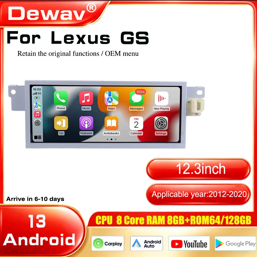 12,3-дюймовый мультимедийный проигрыватель с CarPlay для Lexus GS 2012-2019, 4G навигация, Android 13, LHD/RHD, сохраняет OEM-меню, DSP
12,3-дюймовый мультимедийный проигрыватель с CarPlay для Lexus GS 2012-2019, 4G навигация, Android 13, LHD/RHD, сохраняет OEM-меню, DSP