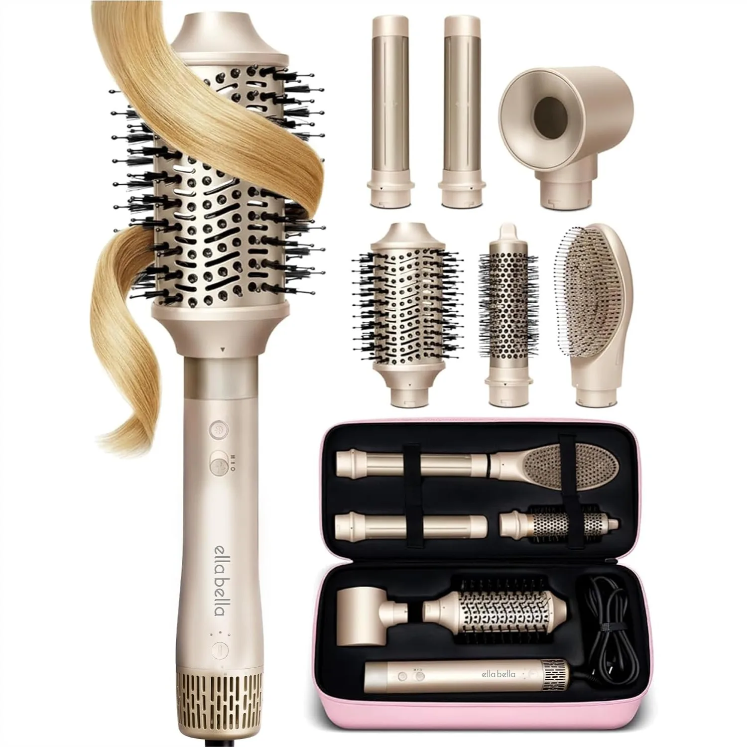 6 in 1 Hot Air Styler, Professional Hair Dryer & Straightener Set for Fast Drying, Curling, Volumizing with Travel Case
6 in 1 Hot Air Styler, Professional Hair Dryer & Straightener Set for Fast Drying, Curling, Volumizing with Travel Case