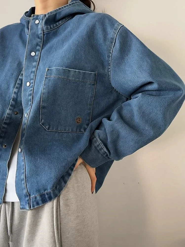 Loose Women's ort Denim Jaet Casual Long Sve Hoodie Spring Autumn Slimming Design Front ort Ba Long Sle
Loose Women's ort Denim Jaet Casual Long Sve Hoodie Spring Autumn Slimming Design Front ort Ba Long Sle