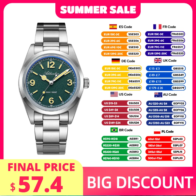 ADDIESDIVE Women's Watches Bubble Glass Stainless Steel VH31 Japan Quartz BGW9+C3 Retro Super Luminous Waterproof WristWatch New
ADDIESDIVE Women's Watches Bubble Glass Stainless Steel VH31 Japan Quartz BGW9+C3 Retro Super Luminous Waterproof WristWatch New