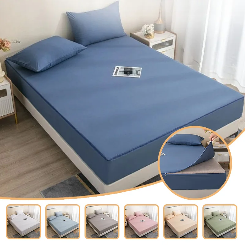 1-Piece Solid Color 6-Sided Full Coverage Fitted Sheet with Zipper Removable Washable Anti-Slip Brushed Mattress Protector
1-Piece Solid Color 6-Sided Full Coverage Fitted Sheet with Zipper Removable Washable Anti-Slip Brushed Mattress Protector