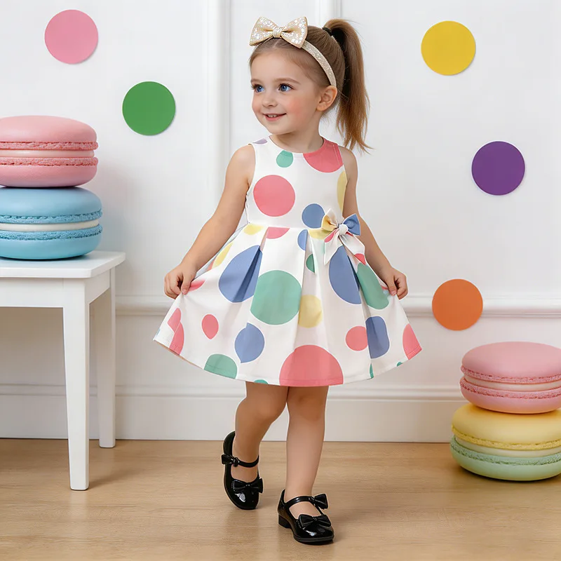 Summer Baby Girls Colorful Polka Dot Print Sleeveless Dress Cute Princess Style Comfortable One-Piece Outfit for Newborn 0-3Y
Summer Baby Girls Colorful Polka Dot Print Sleeveless Dress Cute Princess Style Comfortable One-Piece Outfit for Newborn 0-3Y