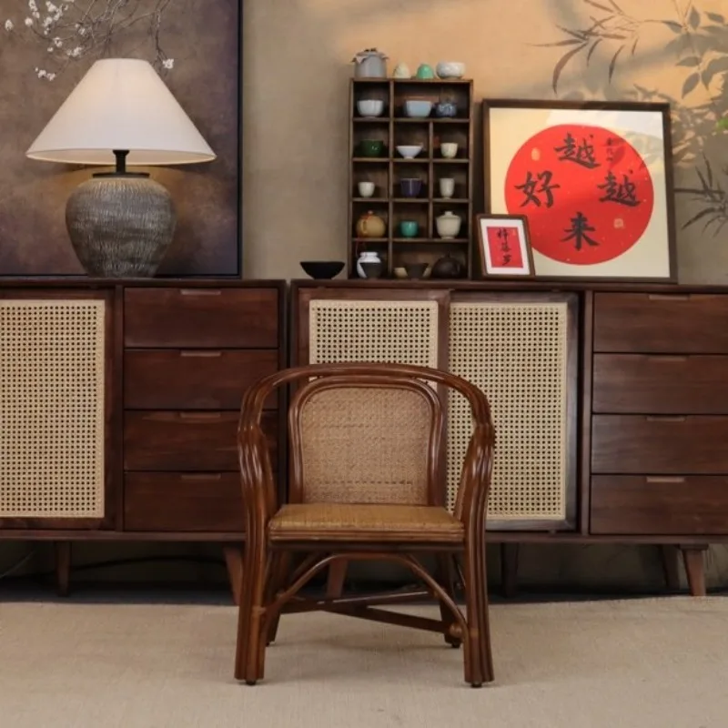 True rattan armrest Small rattan chair Single household dining chair Children's chair Balck
True rattan armrest Small rattan chair Single household dining chair Children's chair Balck