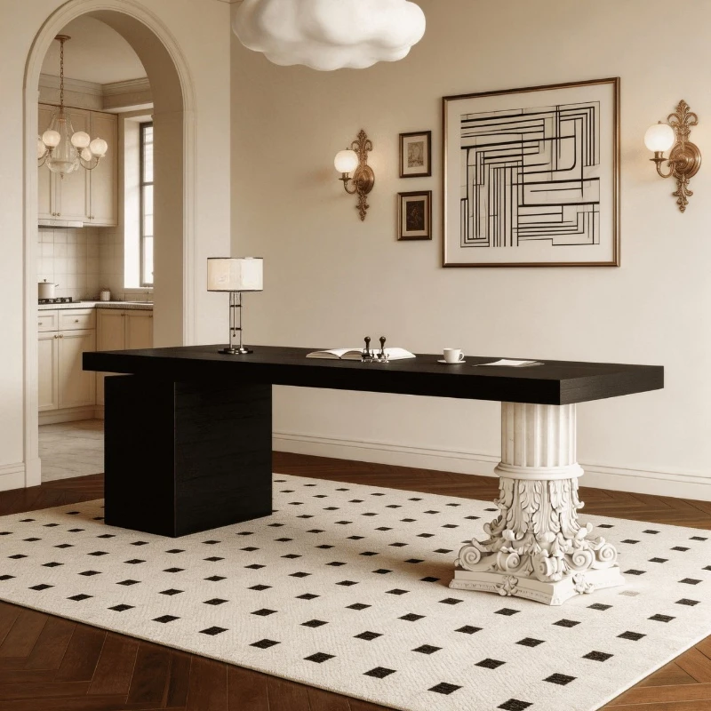 Study long table plaster carved column solid wood countertop high-end writing desk
Study long table plaster carved column solid wood countertop high-end writing desk