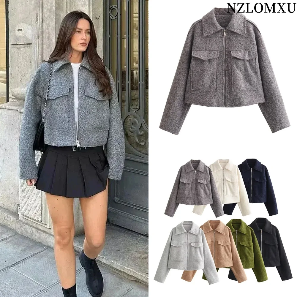2025 Women's Cropped Jacket Vinatge Grey OuterwearLong Sleeve With Pocket Zipper Faux Fur Coat Fashion Women's Clothing
2025 Women's Cropped Jacket Vinatge Grey OuterwearLong Sleeve With Pocket Zipper Faux Fur Coat Fashion Women's Clothing