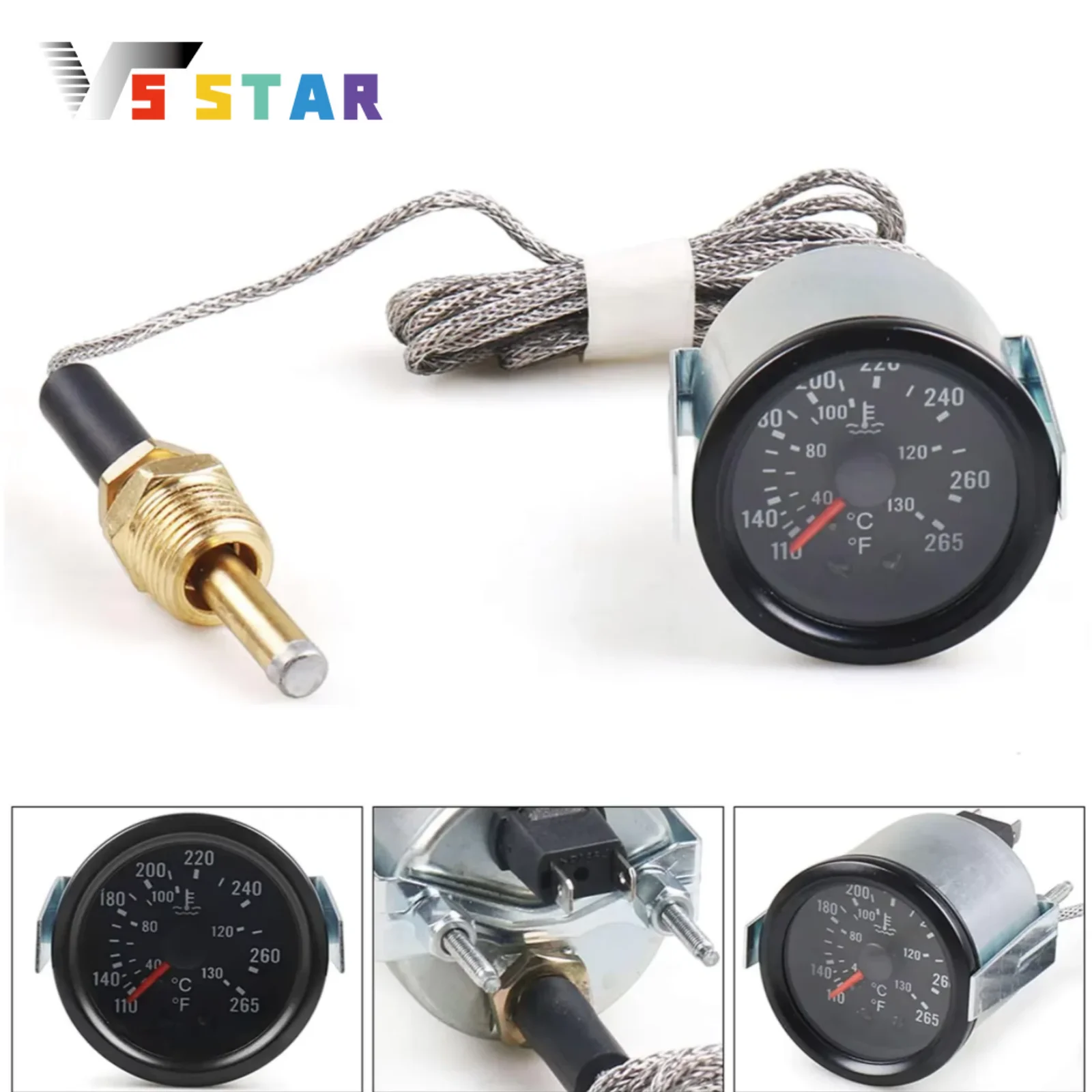 Metal 2'' 52mm Chrome Pointer Water Temp Temperature Gauge Mechanical For Most 12V Vehicles Black Face
Metal 2'' 52mm Chrome Pointer Water Temp Temperature Gauge Mechanical For Most 12V Vehicles Black Face